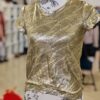 reusecentrum, baterkaren, Calliope, top, dámske oblečenie, XS, zlatá, potlač, elegantné, ležérne, príležitostné