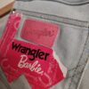 reusecentrum, baterkaren, Wrangler, rifle, dámske, bledý denim, Barbie štýl, zvonové, vysoký pás, pohodlné