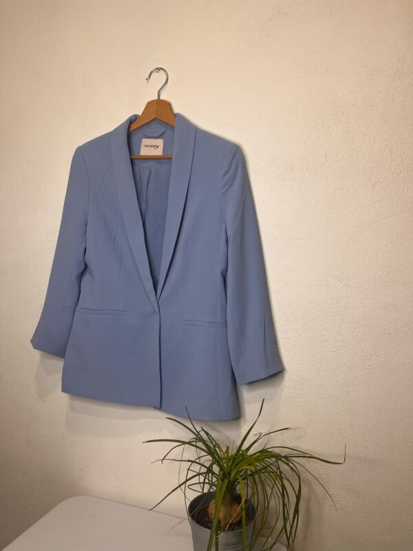 reusecentrum, baterkaren, Orsay, sako, bledomodré, elegantné, business casual, M, jarné sako, nadčasový kúsok