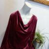 bodyflirt, dámsky top, vínová farba, semišový vzhľad, vlna vo výstrihu, veľkosť 42, dlhý rukáv, elegantný top, pohodlný top, jesenný outfit, reusecentrum, baterkaren