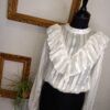 Tally Weijl, dámska blúzka XS, biela blúzka, volánová blúzka, retro blúzka, 90s štýl, elegantná blúzka, reusecentrum, baterkaren