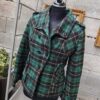 reusecentrum, baterkaren, Meters Bonwe, dámsky kabátik, károvaný kabát, anglická zelená, XS, opasok, elegantný strih, móda