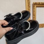 reusecentrum, baterkaren, baleriny, dievcenske_topanky, velkost_32, cierne, elegantne, perlicky, secondhand