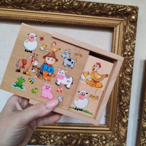 reusecentrum, baterkaren, detskehracky, puzzle, drevena_hracka, farma, edukacna_hracka, montessori, deti, secondhand